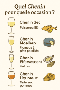 Une fiche pratique illustrée : "Quel Chenin pour quelle occasion ?" avec pairing mets-vins