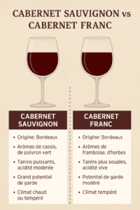 infographie des différences cabernet sauvignon vs cabernet franc